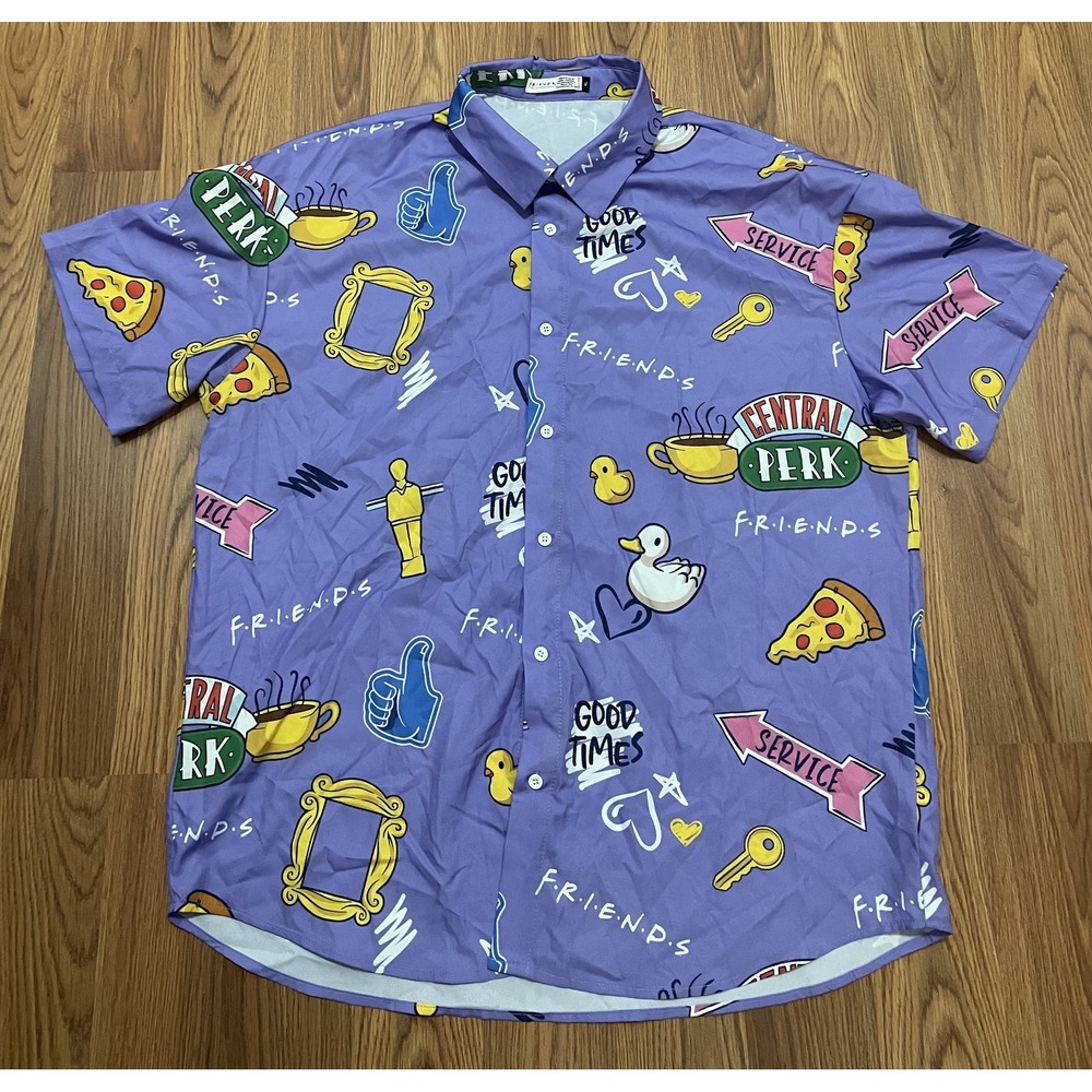 Friends Button-Up Mens Extra Large Allover Print Central Perk